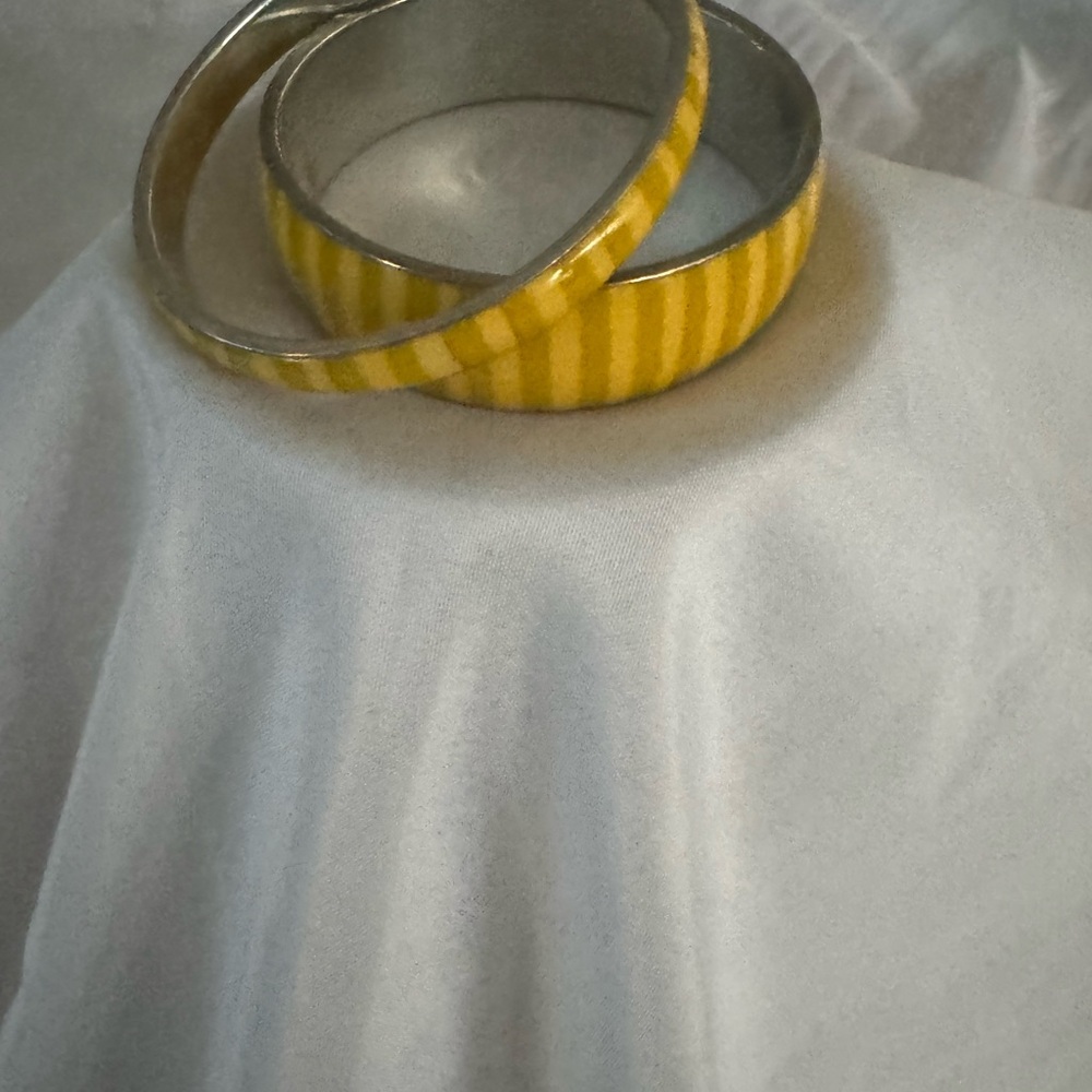 Yellow and Silver Striped Bangles